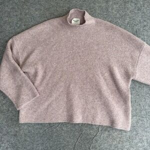 Abercrombie & Fitch Sweater Womens XL Pink Ribbed Mock Neck Pullover Cozy